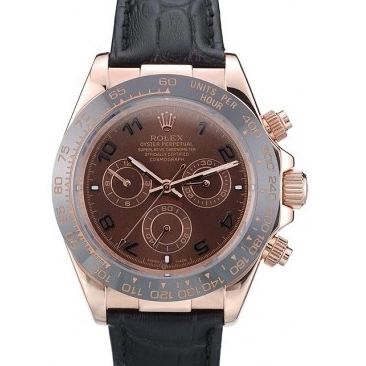 Rolex copies cheap Dial Black Black Leather Strap Rolex Ceramic Bezel Daytona 41975 Brown 0712